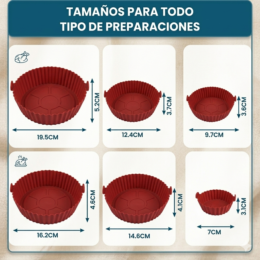 Kit de 6 Moldes de Silicona para Freidora de Aire