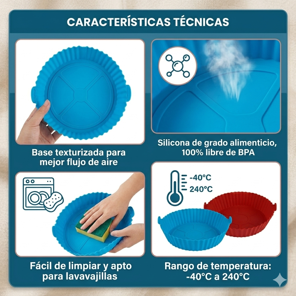 Kit de 6 Moldes de Silicona para Freidora de Aire